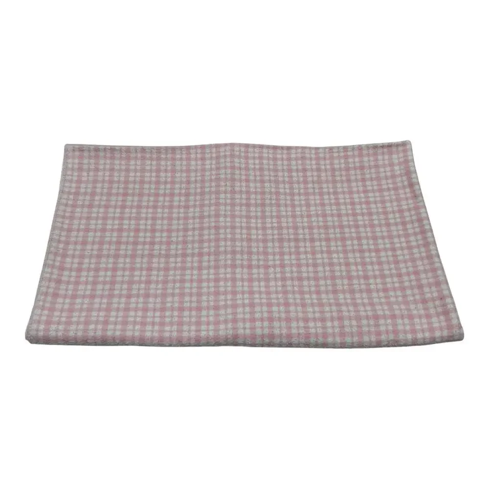 Vintage Made In USA Flannel Cotton Receiving Baby Blanket Pink Plaid Windowpane